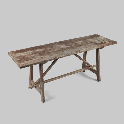 Antique Bleached Farm Table with Trestle Base