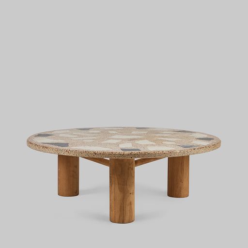 Vintage Terrazzo Cocktail Table on Wood Base