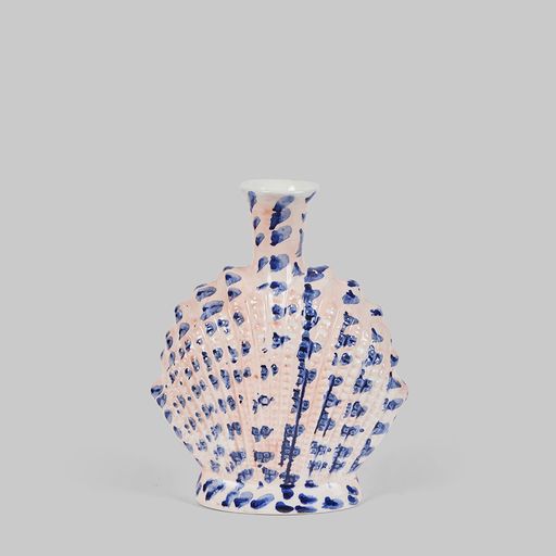Pink & Blue Ceramic Shell Vase