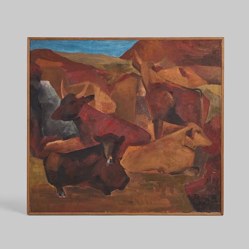 Vintage Painting of Cattle
