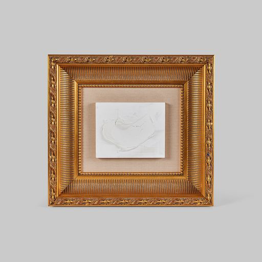 Contemporary Untitled Plaster on Wood in an Antique Frame.