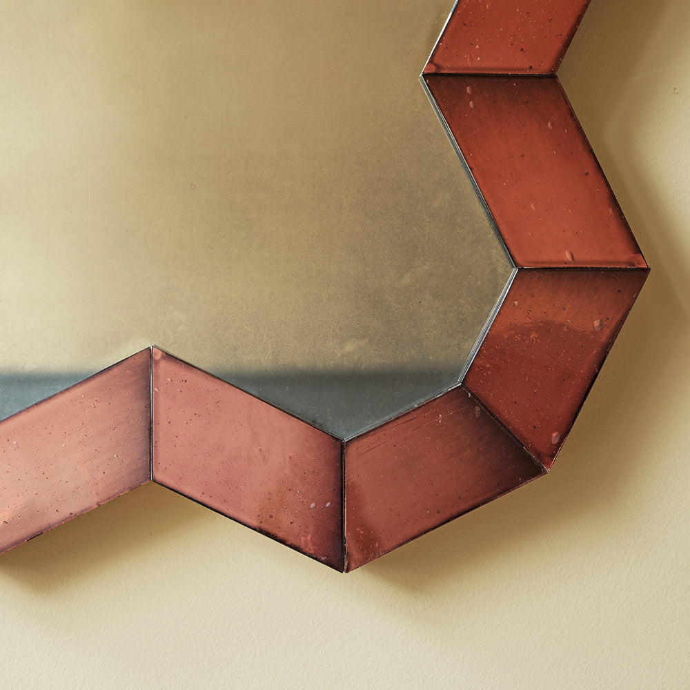 Glass Chevron Mirror by Rupert Bevan