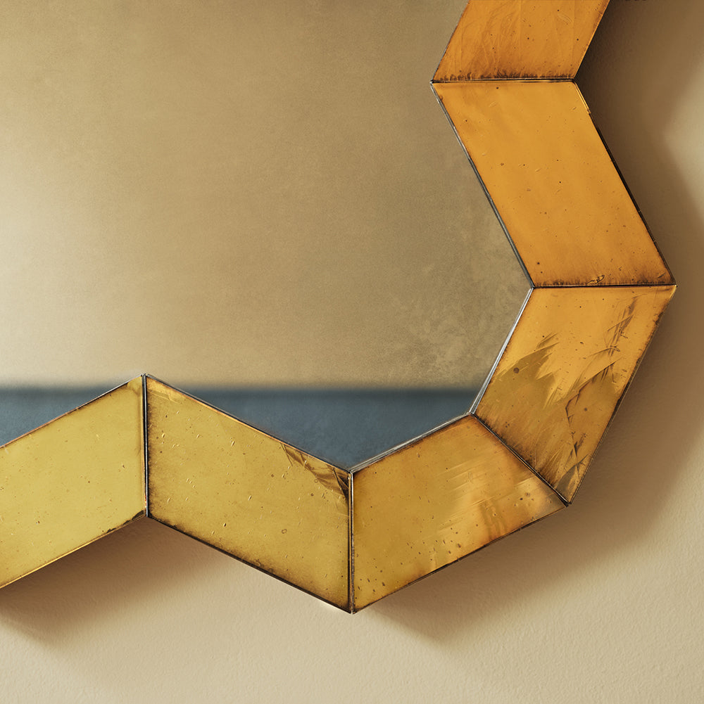 Glass Chevron Mirror by Rupert Bevan