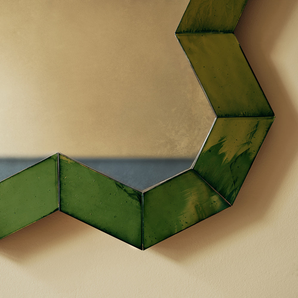 Glass Chevron Mirror by Rupert Bevan
