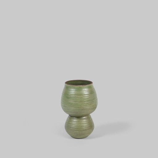 Medium Carved Green Tea Ceramic Planter