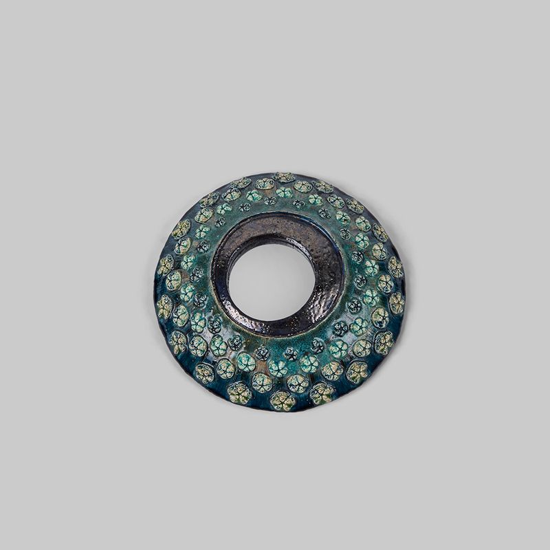 Trio of Round French Ceramic Textured Mirrors
