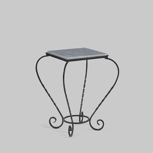 Vintage French Wrought Iron & Marble Side Table