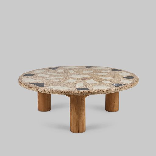 Vintage Terrazzo Cocktail Table on Wood Base