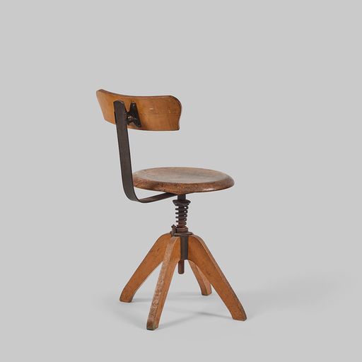Vintage Wood Swivel Drafting Chair