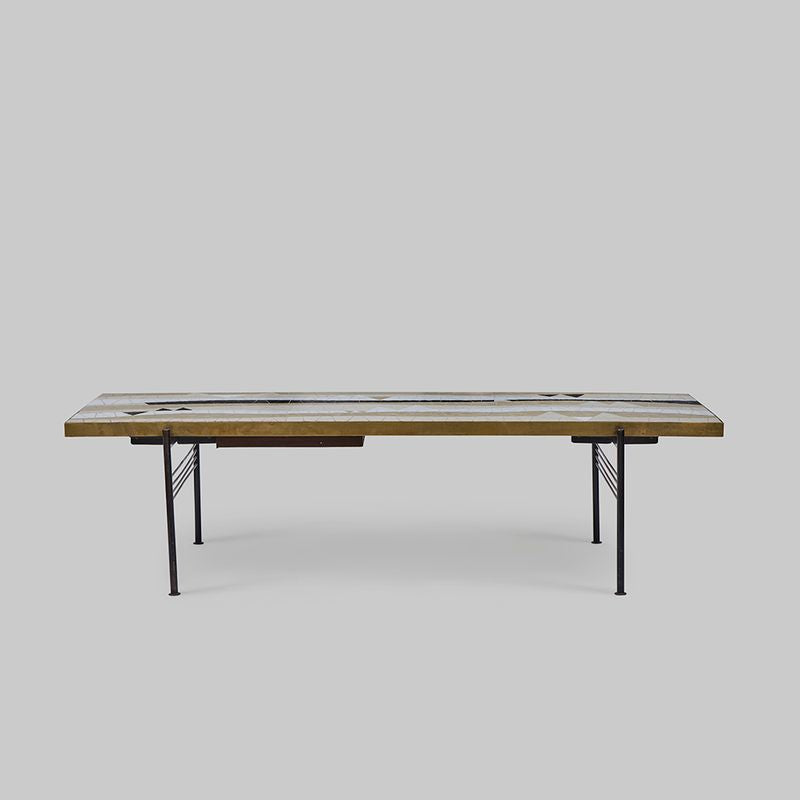 Vintage Mosaic Tile Top Cocktail Table