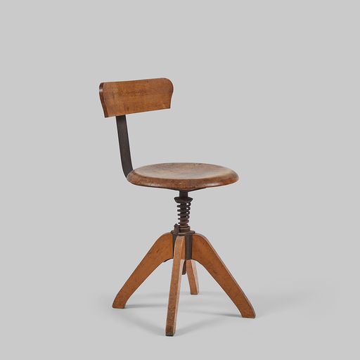 Vintage Wood Swivel Drafting Chair