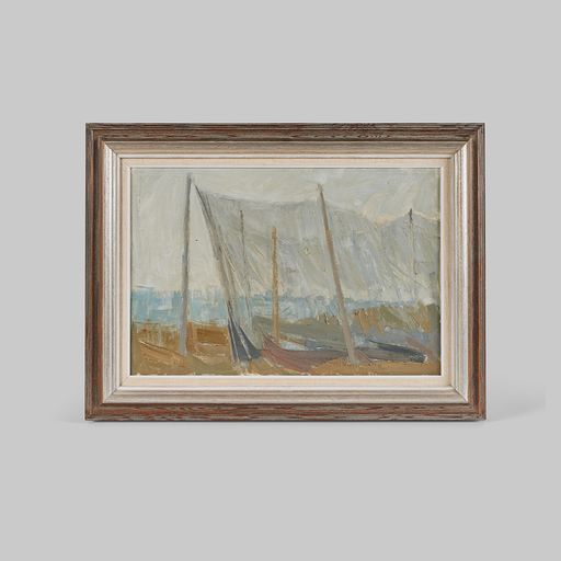 Vintage “Fishermen Nets” Painting by Sven Nilsson