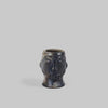 Glazed Black Ceramic Small Bearded Vase