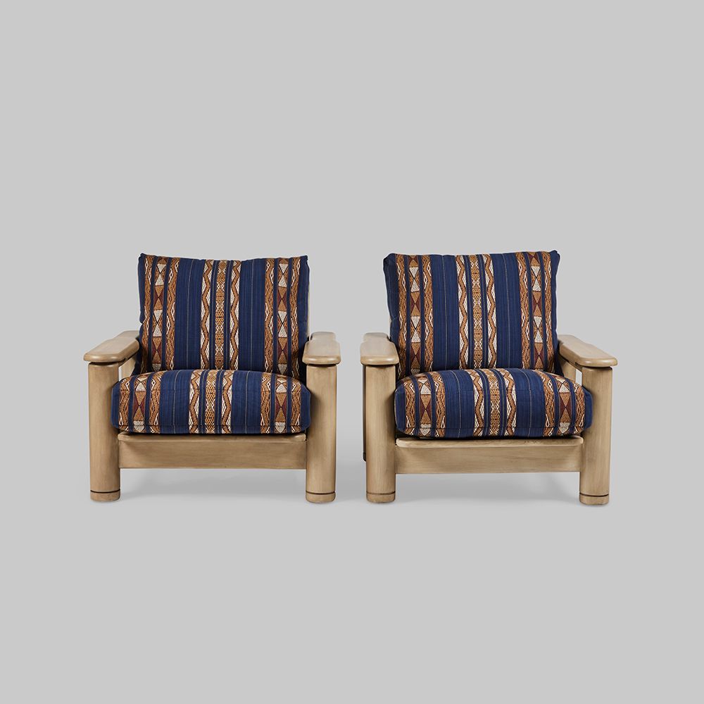 Pair of Grid Back 1970s Armchairs