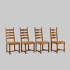 Set of Four Vintage Ladderback Oak & Leather Dining Chairs