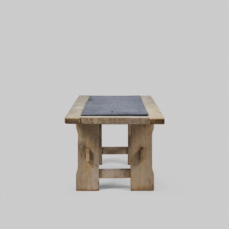 Vintage Bleached Oak Cocktail Table w/ Stone Top