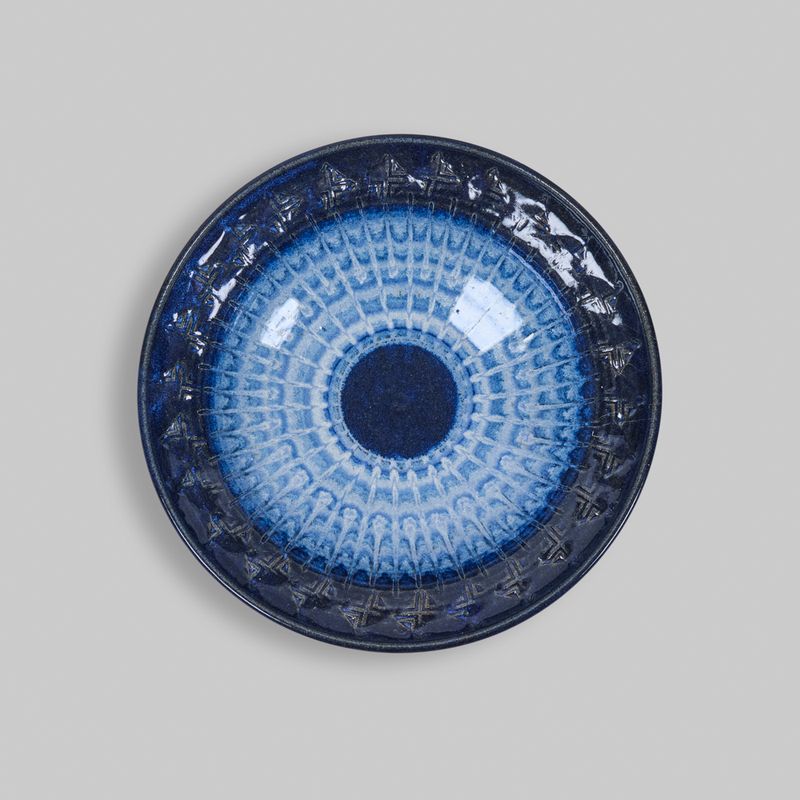 Marbled Blue Ceramic Bowl Large