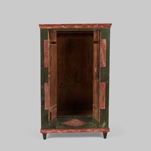 Antique Primitive Painted Red & Green Cabinet