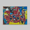 Unsigned Vintage Abstract in Blue, Red, Yellow & Black