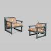 Pair of Slatted Wood Armchairs