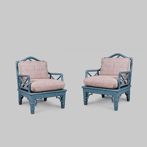Pair of Painted Bamboo Armchairs