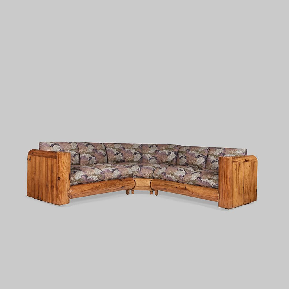 Vintage Exposed Pine Frame Sectional Sofa