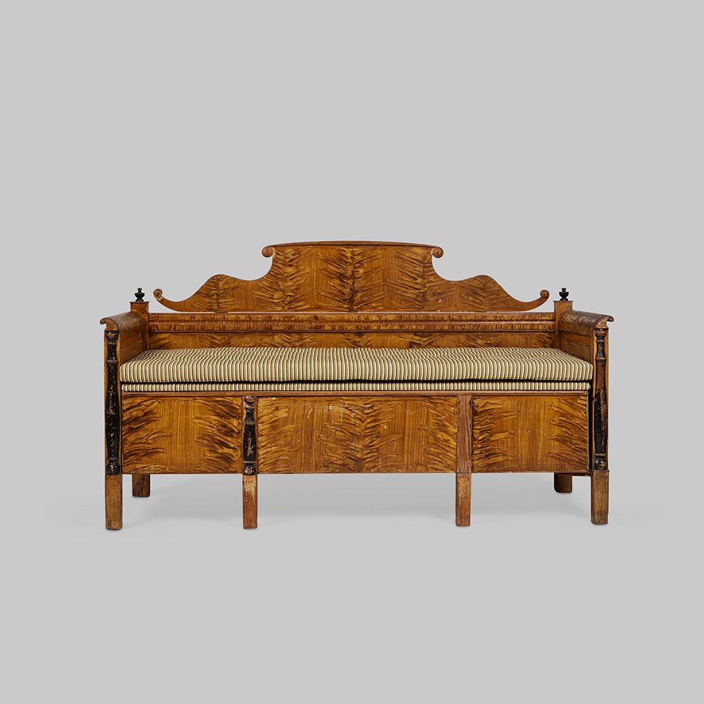 Antique Swedish Faux Bois Daybed