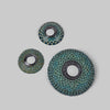 Trio of Round French Ceramic Textured Mirrors