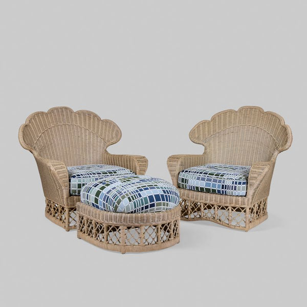 Vintage Ficks Reed Scallop Back Rattan Lounge Set – Harbinger
