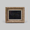 Vintage Black Abstract Painting in Carved Frame
