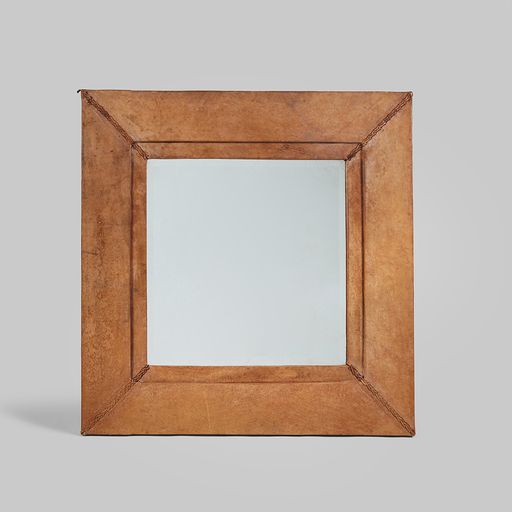 Vintage Square Leather Wrapped Mirror