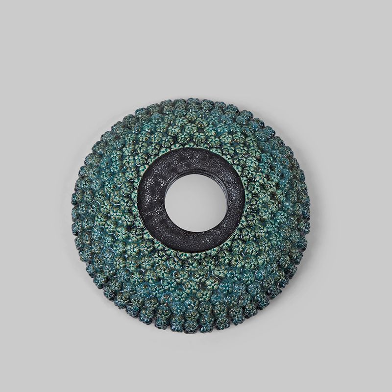 Trio of Round French Ceramic Textured Mirrors