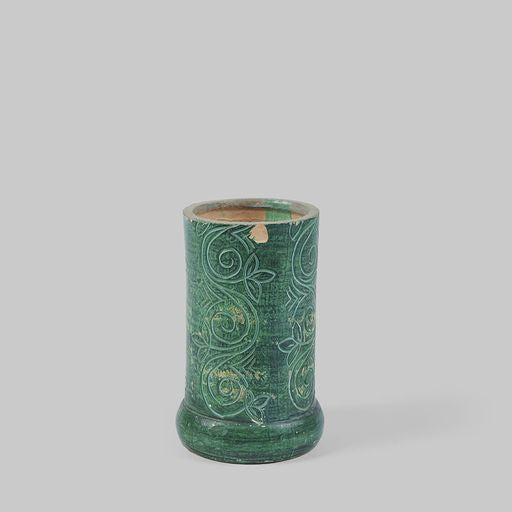 Vintage Green Terracotta Cylinder Vase