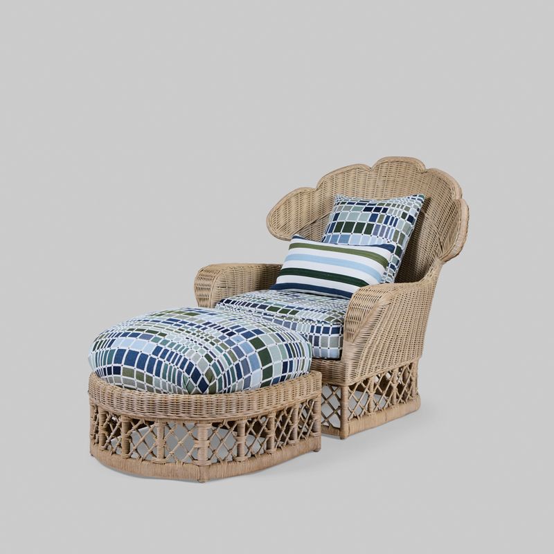 Vintage Ficks Reed Scallop Back Rattan Lounge Set