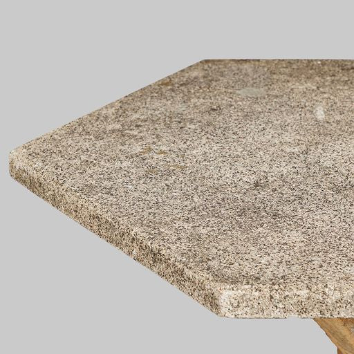 Vintage Hexagonal Stone Table w/ Four Leg Base
