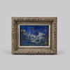 Vintage Blue Abstract Painting in Carved Frame