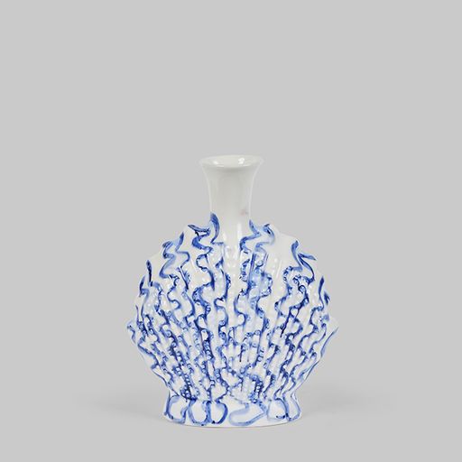 Blue Ceramic Shell Vase