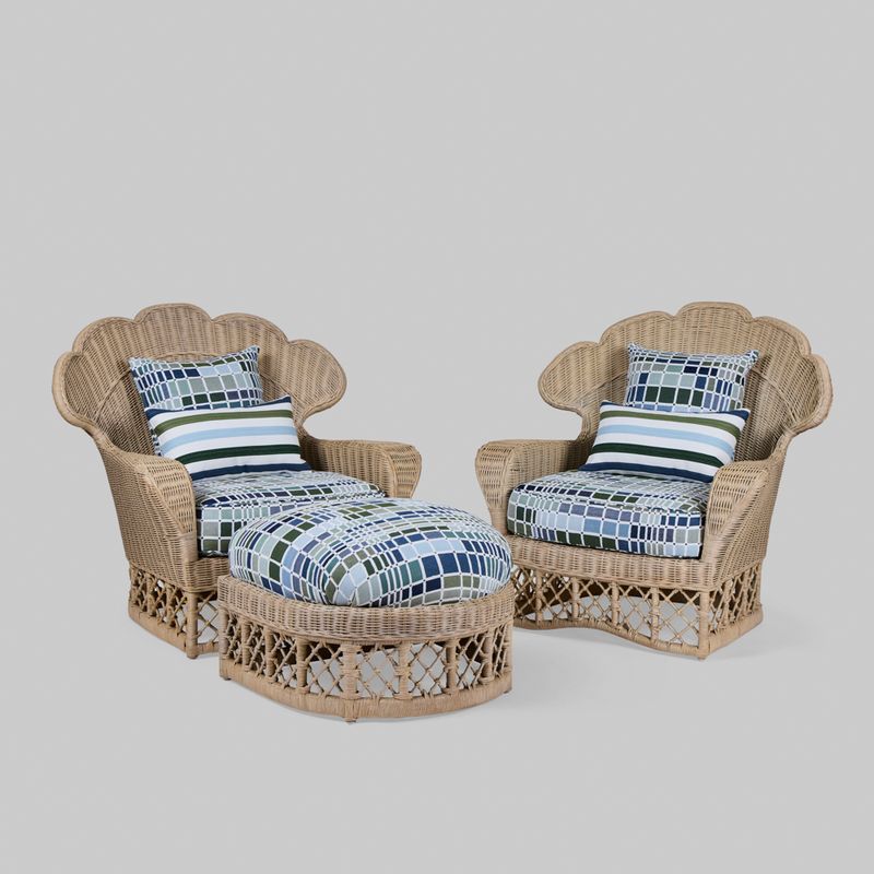 Vintage Ficks Reed Scallop Back Rattan Lounge Set