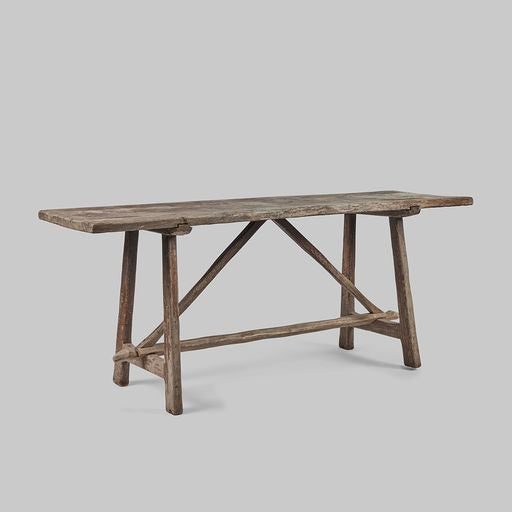 Antique Bleached Farm Table with Trestle Base