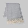 Light Grey Diamond Weave Baby Alpaca Throw with Cream Fringe