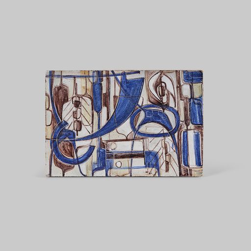 Vintage Italian Blue & White Abstract Ceramic Wall Hanging, Circa 1970s