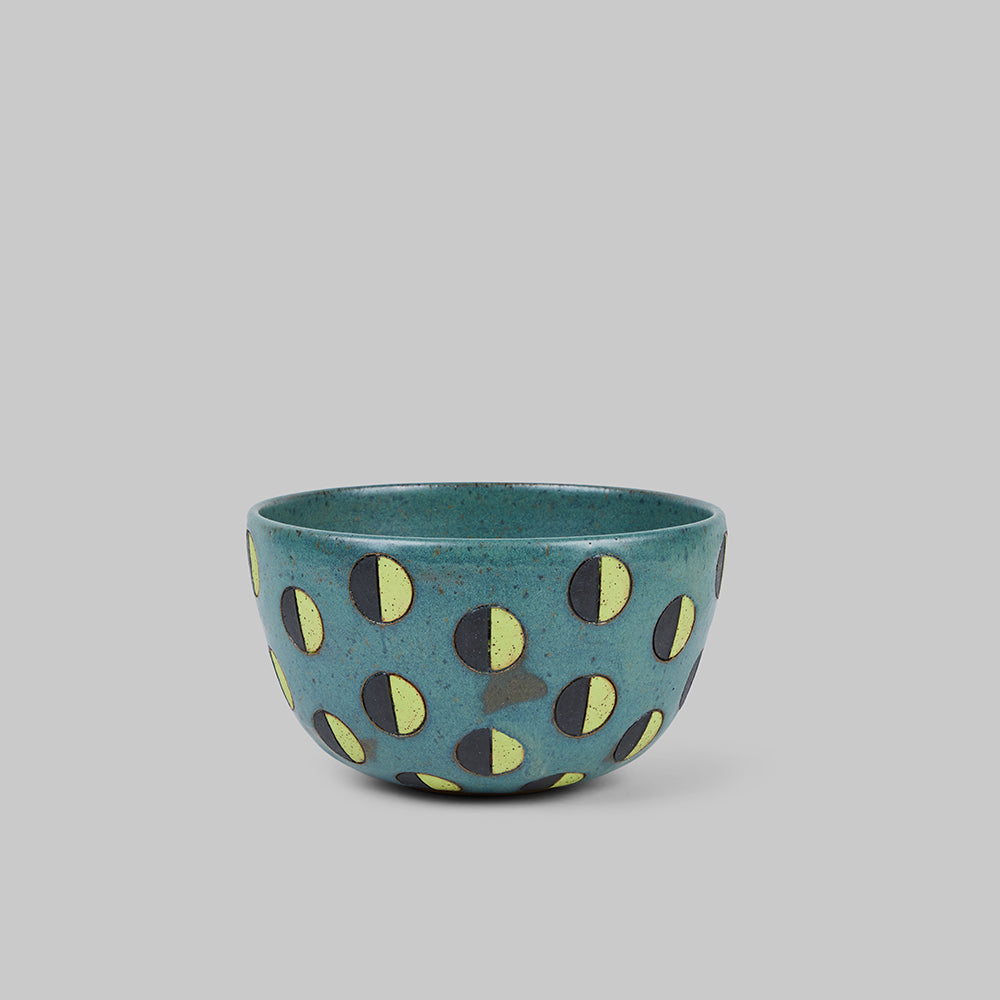 Split Polka Dot Bowl, Black / Yellow