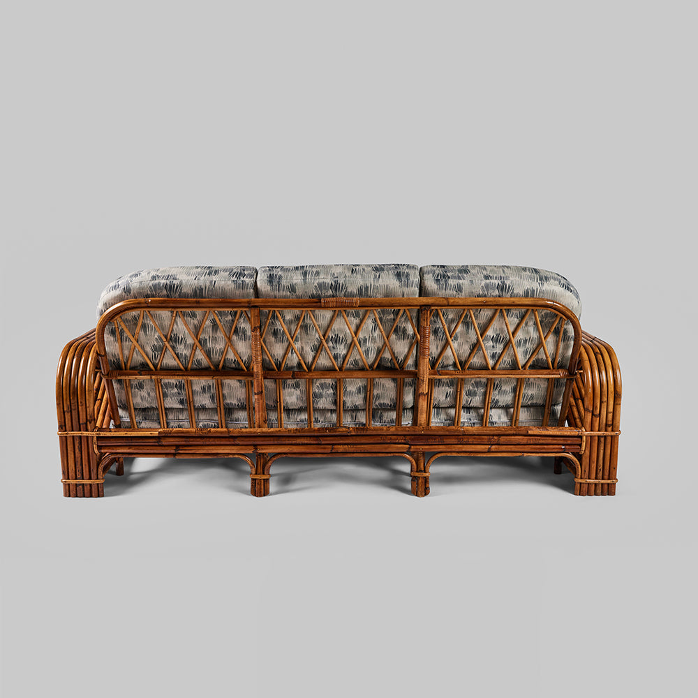Vintage Rattan Audoux-Minet Sofa