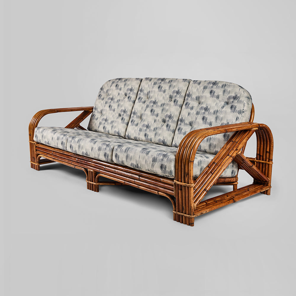 Vintage Rattan Audoux-Minet Sofa