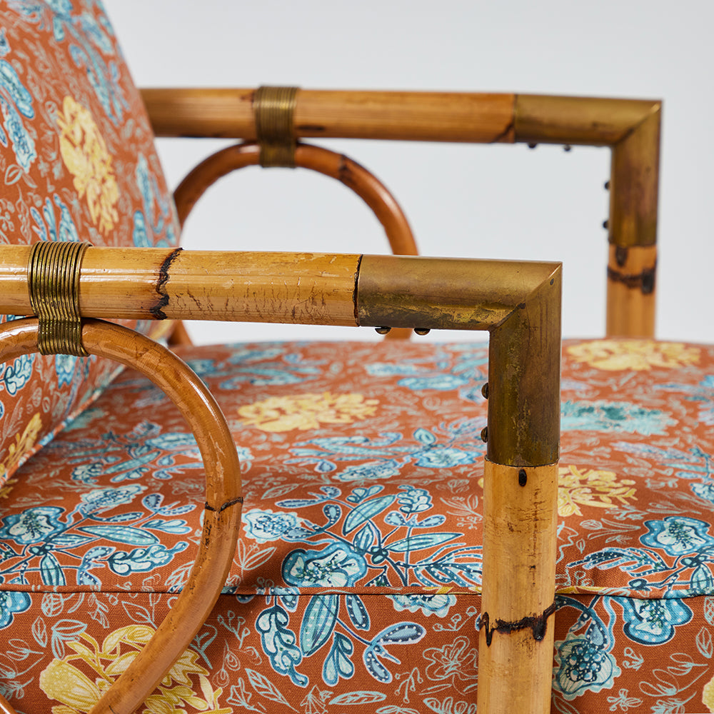 Vintage Pair Bamboo & Brass Armchairs – Harbinger