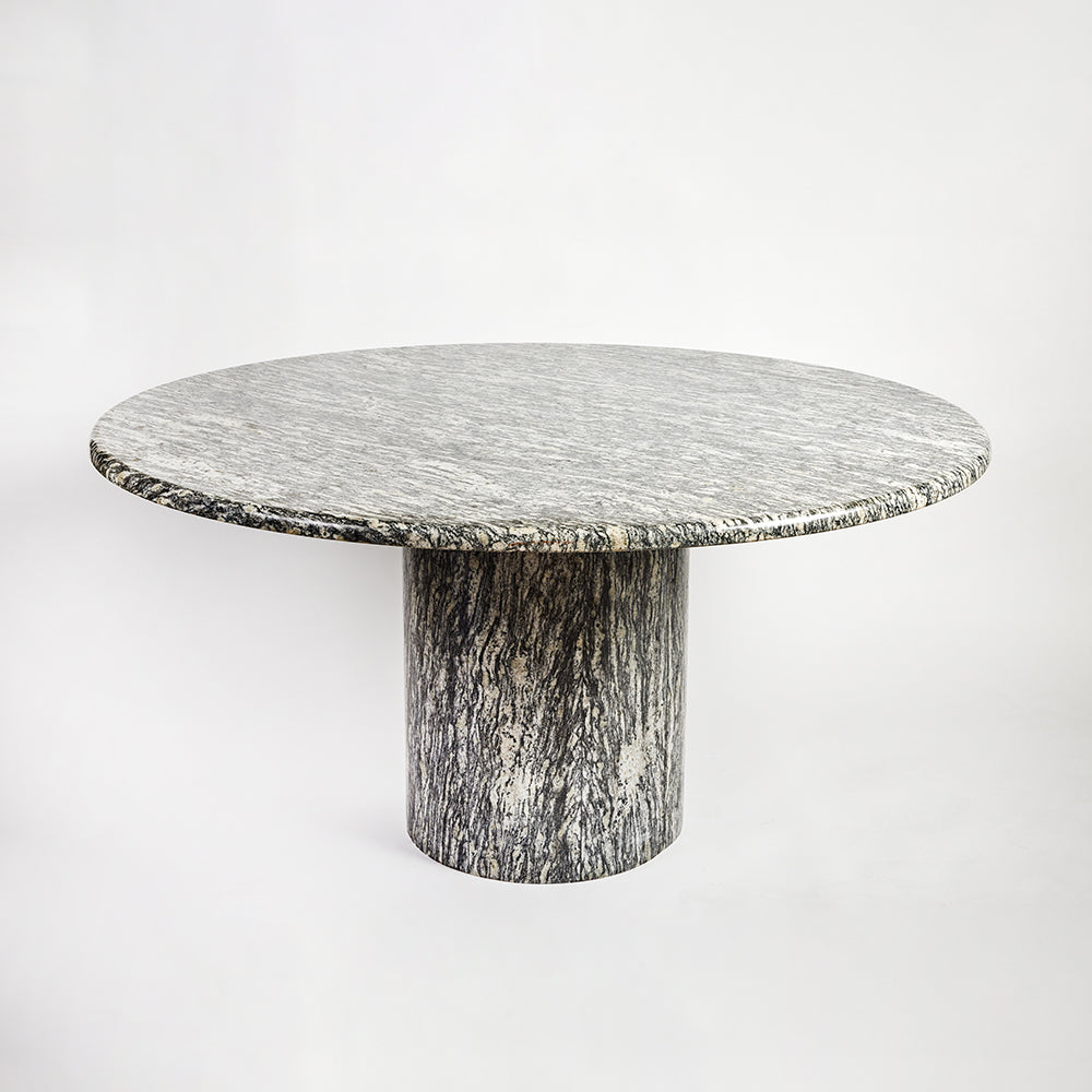 Vintage Round Grey Marble Dining Table