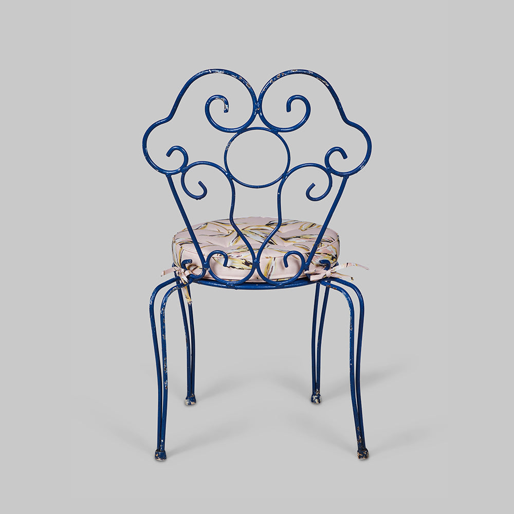 Vintage Set of Four Blue Iron Chairs