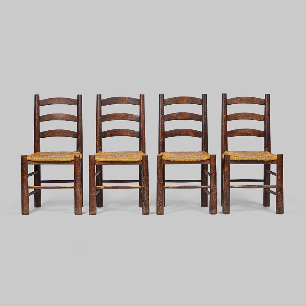 Set of 4 Ladderback Rush Seat Dining Chair