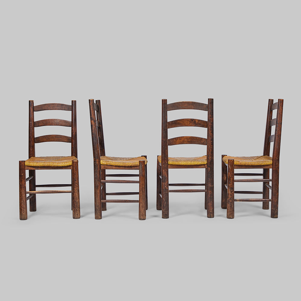 Set of 4 Ladderback Rush Seat Dining Chair