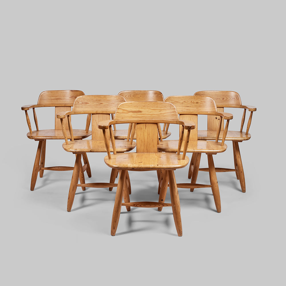 Set of 6 Chalet Style Oak Dining Chairs